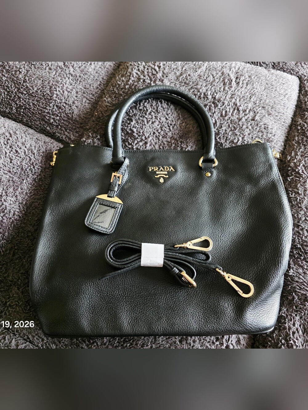 Black Leather Top-Handle Tote with Gold Hardware
